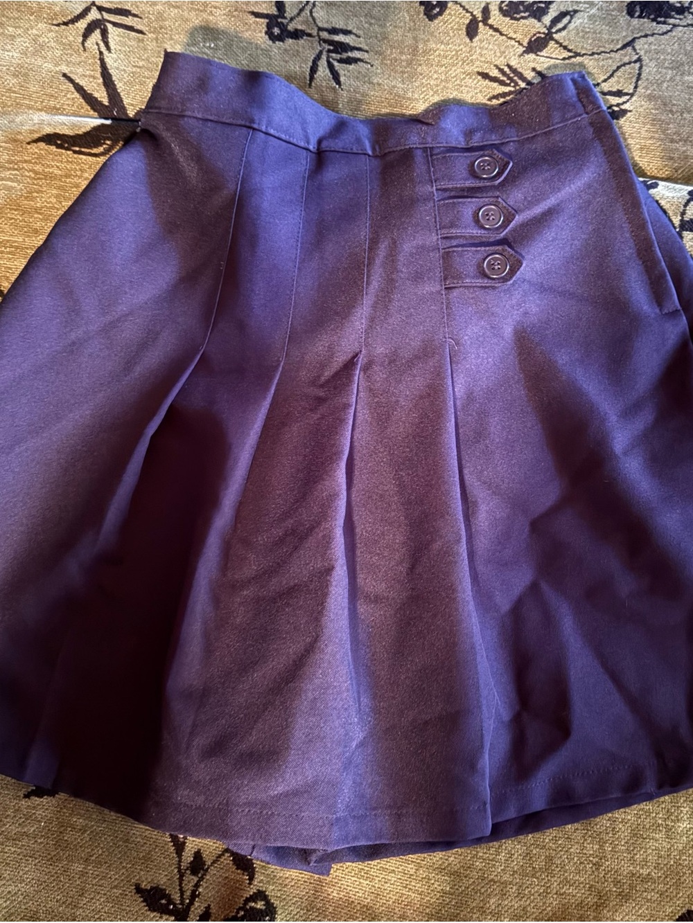 Navy Blue Button Accent Uniform School Skort - Lee School